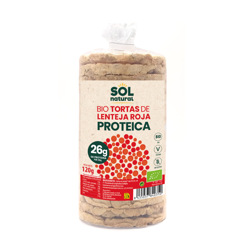 Tortas proteicas de lenteja roja bio