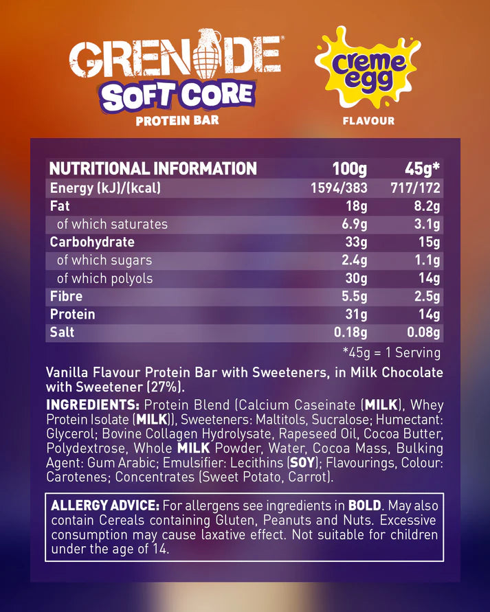 GRENADE SOFT CORE CREME EGG PROTEIN BAR