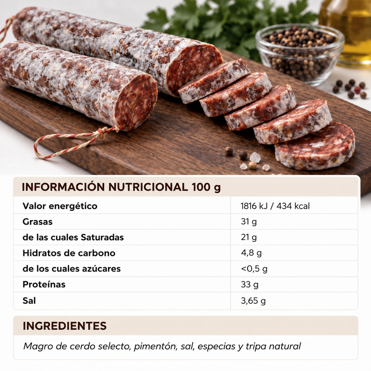 Mejor Chorizo del Mundo 2023 Artesano Dulce Natural ( 500 gr Aprox)